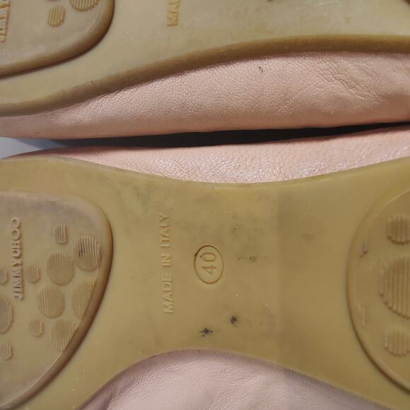 Jimmy Choo Sz 40 (US 10) Pink Gold Metallic Sparkle Cap Toe Ballet Flat Leather - Picture 8 of 10